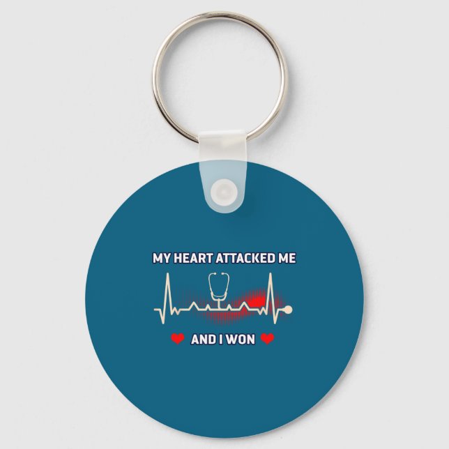 I Funny Survived Heart Attack Heart Attack Keychain (Front)