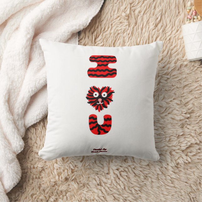 I Fuzzy U Square Throw Pillow (Blanket)