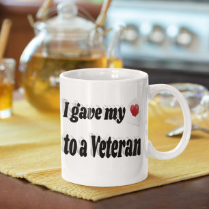 I Gave My Heart to a Veteran black text Giant Coffee Mug