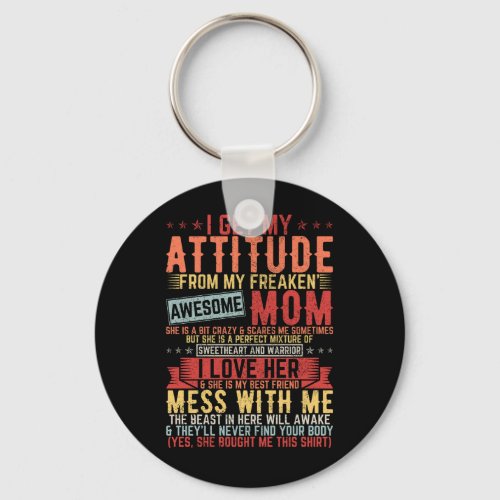 I Get My Attitude Awesome Mom Basic Button Keychain