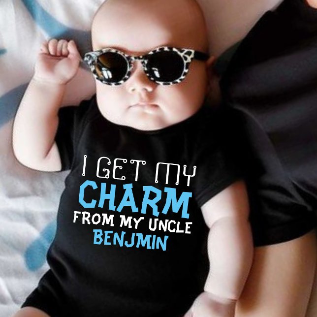 I Get My Charm From My Uncle (Uncle's Name) Baby Bodysuit (Creator Uploaded)