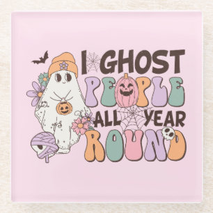 I Ghost People Halloween Glass Coaster