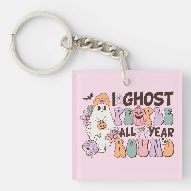 I Ghost People Halloween Keychain (Front)