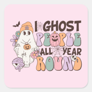 I Ghost People Halloween Square Sticker