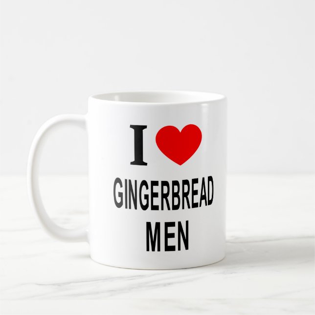 I ❤️ GINGERBREAD MEN I LOVE GINGERBREAD MEN I HEAR COFFEE MUG (Left)