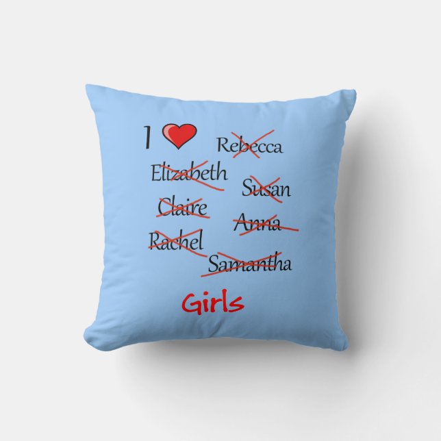 'I ♥ Girls' Throw Pillow (Front)