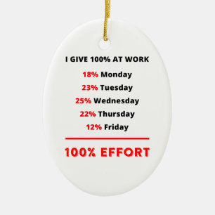 I GIVE 100% AT WORK CERAMIC ORNAMENT