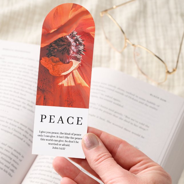 I Give You Peace John 14:27 Red Poppy Flower Bible Bookmarks (Hand)