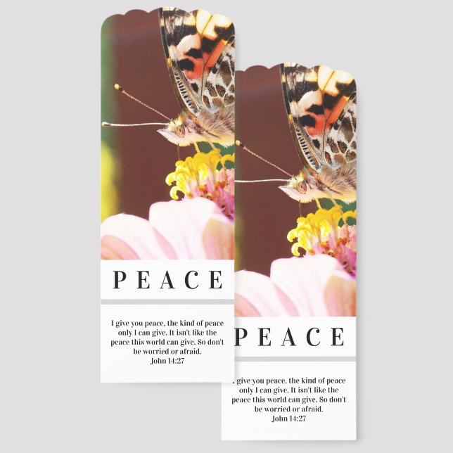 I Give You Peace Upclose Butterfly Scripture Bible Bookmarks (Front & Back)