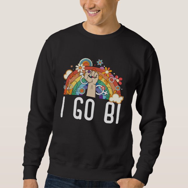 I Go Bi Bisexual Rainbow Pride March Bisexuality L Sweatshirt (Front)