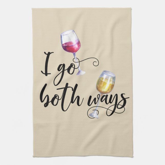 I Go Both Ways Funny Wine Red White Lover Kitchen Towel (Vertical)