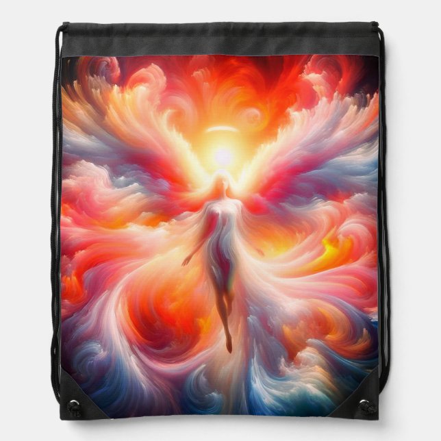 I Go With An Angel on My Back Drawstring Backpack (Front)