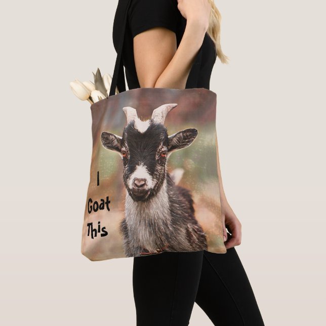 I Goat This Cute Funny Barnyard Tote Bag (Close Up)