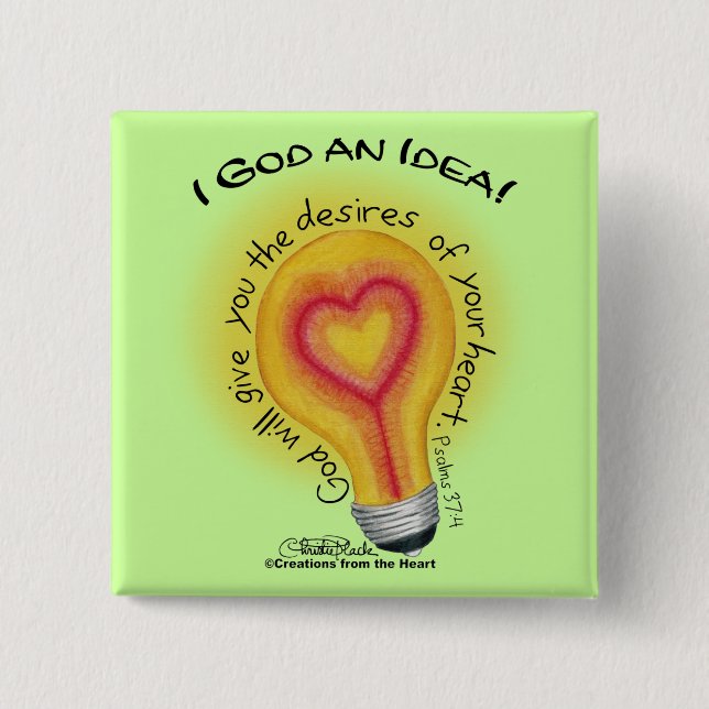 I God an Idea Lightbulb Button (Front)