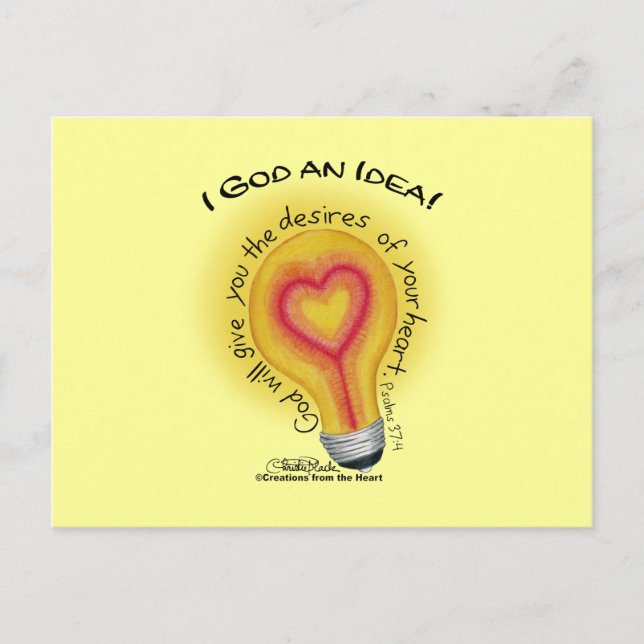 I God an Idea Lightbulb Postcard (Front)