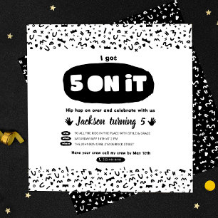 I got 5 on it, 90s Hip Hop Birthday Old School Rap Invitation