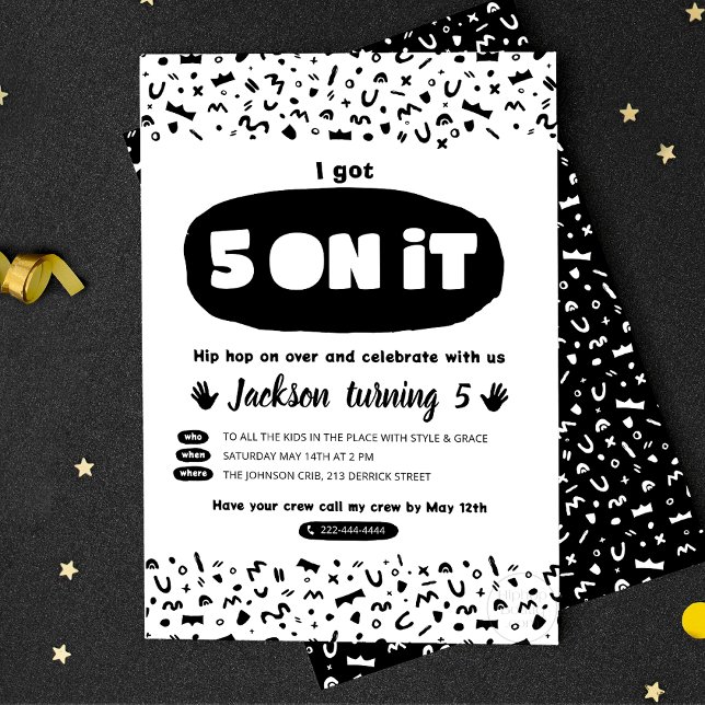 I got 5 on it, 90s Hip Hop Birthday Old School Rap Invitation Postcard (Creator Uploaded)