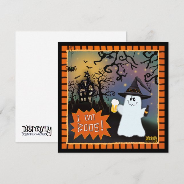 I Got Boos Cute Ghost Inspirivity Halloween Holiday Card (Front/Back)