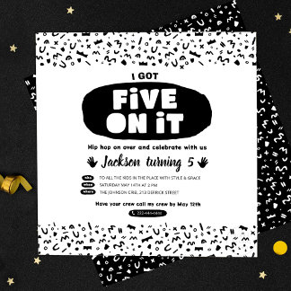 I Got Five On It, 90s Hip Hop Birthday Old School Invitation