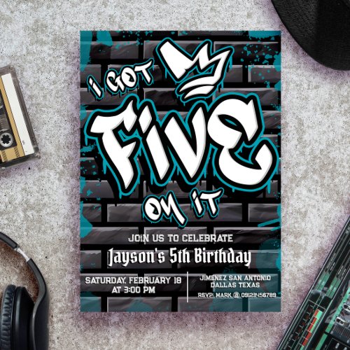 I got Five on it _ Boy 5th Birthday Invitation