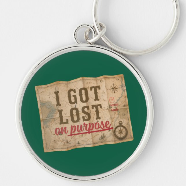 I Got Lost on Purpose Vintage Map Keychain (Front)