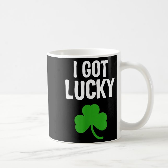 I Got Lucky Dad St Patricks Day Pregnancy Announce Coffee Mug (Right)