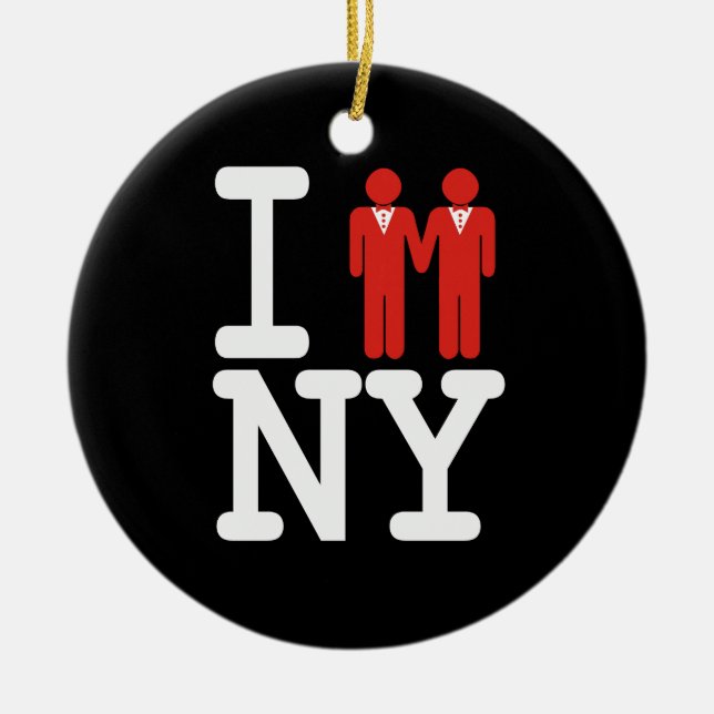 I GOT MARRIED IN NY MEN -.png Ceramic Ornament (Front)