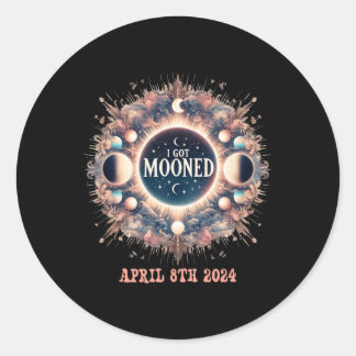 I Got Mooned Fun Total Solar Eclipse 2024 America Classic Round Sticker