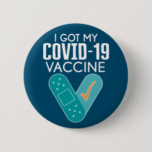 I got My Covid-19 Vaccine - green blue Button