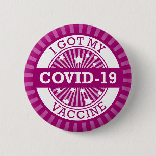 I Got My Covid 19 Vaccine Purple Star Burst Button