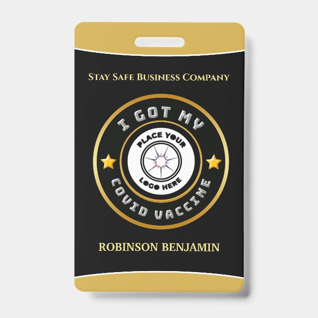 I Got My Covid Vaccine Business Logo Personalize  Badge (Front)