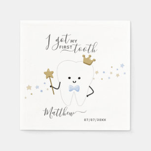 I got my first tooth Baby Boy Teething Date Squar Napkins