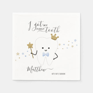 I got my first tooth Baby Boy Teething Date Squar Napkins