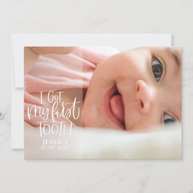 I got my First Tooth Baby Girl Personalized  Holiday Card (Front)
