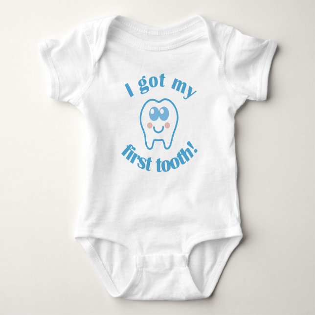 I Got My First Tooth Baby One Piece Tee (Front)