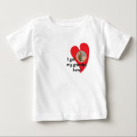 I got my grandpa here! Photo Custom  Baby T-Shirt<br><div class="desc">"I got my grandpa here!" (in my heart) is a very special way to express love. You can customize the photo, heart color, and the name. I have created some options, like for your: boyfriend, girlfriend, mom, dad, bestie, grandma, grandpa, family, team, aunt, uncle, son, daughter, cat, dog... T-shirt is...</div>