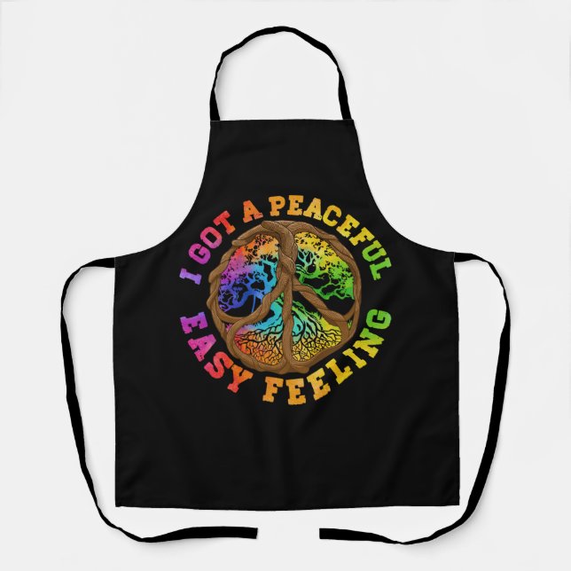 I Got Peaceful Easy Feeling Hippie Peace Tree Colo Apron (Front)