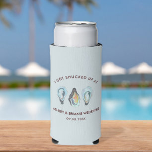 I Got Shucked Up Oyster Wedding Favor Seltzer Can Cooler