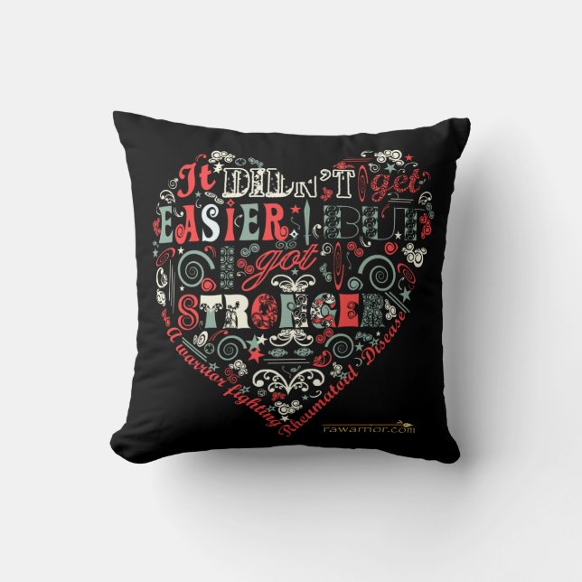 I got stronger - Heart Throw Pillow (Front)