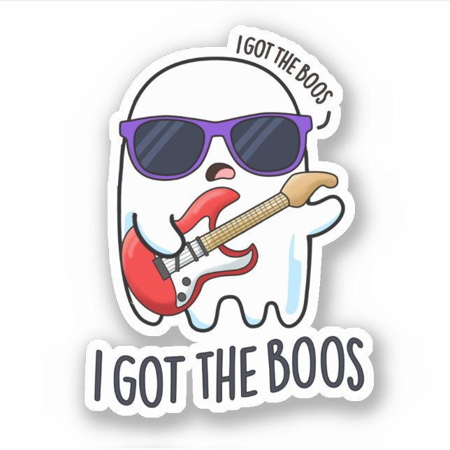 I Got The Boos Funny Halloween Music Ghost Pun Sticker (Front)