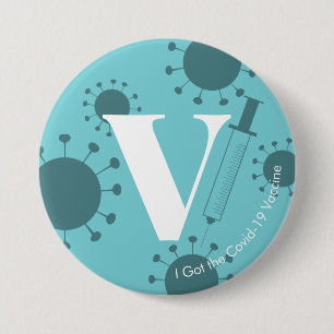 I Got the Covid-19 Vaccine Subtle Turquoise Button