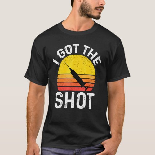 I Got The Shot Syringe Sunset Design Vaccine Aware T_Shirt