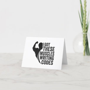 i Got These Muscles Writing Codes Funny Fitness Letterpress Thank You Card