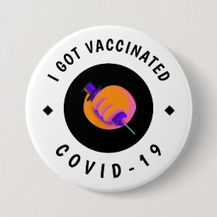 I Got Vaccinated Purple Syringe Modern Vaccine Button
