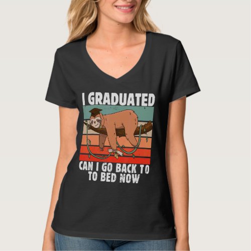 I Graduated Can I Go Back To Bed Now Vintage Sloth T_Shirt