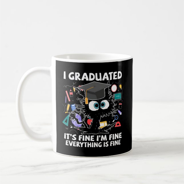 I Graduated Class Of 2023 Black Cat School Graduat Coffee Mug (Left)