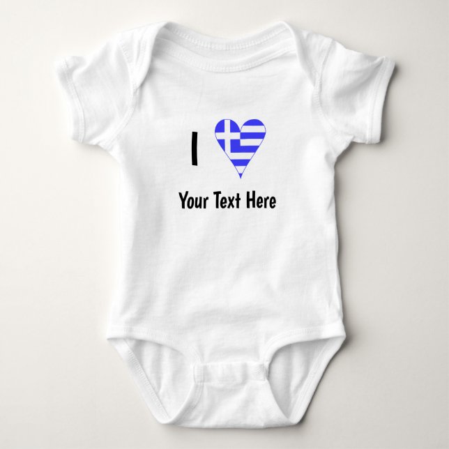 I (Greek Flag Heart) Your Text Baby Bodysuit (Front)