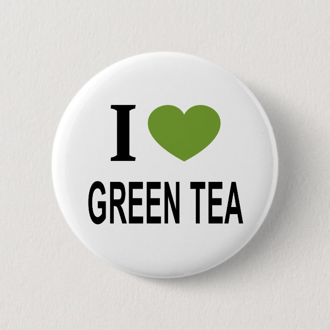 I ❤️ GREEN TEA with green heart I LOVE GREEN TEA Button (Front)