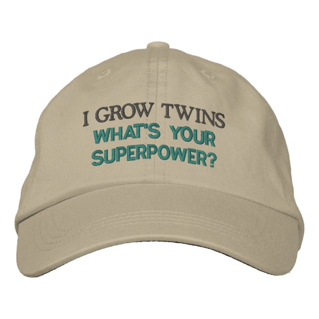 I GROW TWINS what's your superpower? Embroidered Baseball Hat (Front)