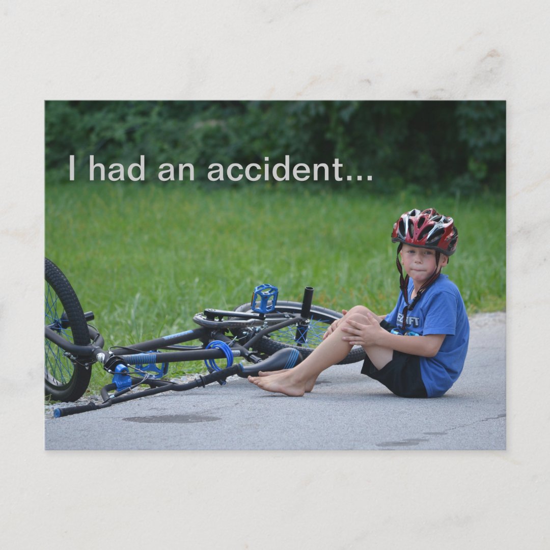 I had an Accident.. Bicycle Crash Postcard Zazzle